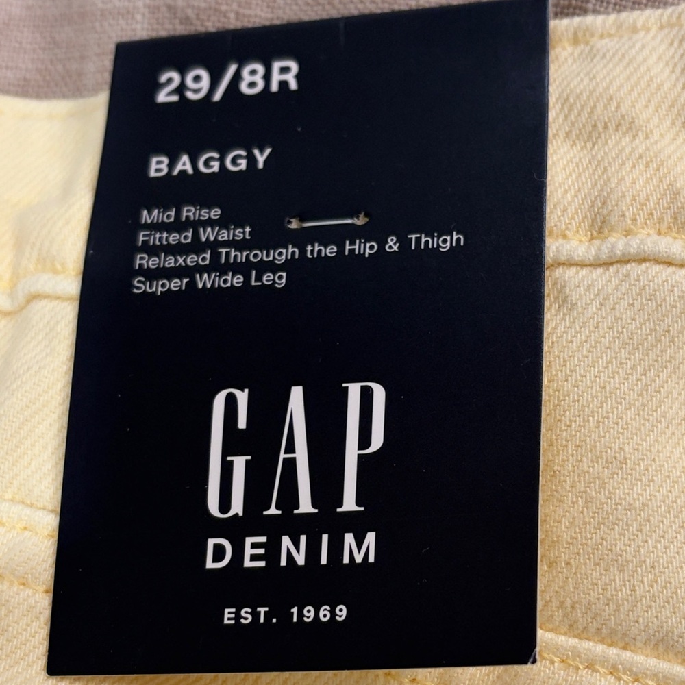 GAP Yellow Mid Rise SuperSoft Baggy Utility Jeans/NWT/Size: 8/29 - Picture 12 of 16